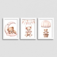 Quadro Decorativo Urso Teddy Bear para Quarto Infantil - Kit com 3 Quadros Encantadores - imagem 2