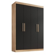 Guarda-Roupa Solteiro Lisboa 4 Portas com 2 Gavetas – Design Moderno em Teka e Onix - imagem 4