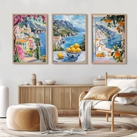 Pôster Arte Costa Amalfitana - Impressão Vintage em Tela 30,5x40,6cm - imagem 5