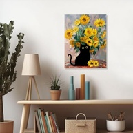Arte de Parede Vintage Gato e Girassol - Pintura Estética em Tela para Decoração Moderna - imagem 4