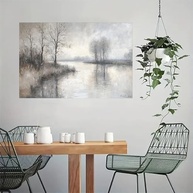 Arte de Parede Tela Rústica Vintage - Calm River Winter Scene 30x45cm | Decoração Moderna para Casa e Escritório - imagem 5