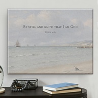 Arte de Parede Cristã com Versículo Bíblico 'Be Still and Know' - Pôster Decorativo em Tela 20x25cm - imagem 1