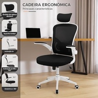 Cadeira de Escritório Presidente Ergonômica com Encosto Reclinável e Tela Mesh | Ideal para Home Office - imagem 3