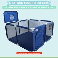 Cercadinho Portátil com Cesta de Basquete Azul Marinho - Tela de Malha Resistente - imagem 4