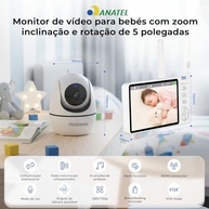 Babá Eletrônica com Tela 5" 1080p HD - Monitor de Bebê com Visão Noturna, Comunicação Bidirecional e Controle Remoto - imagem 3