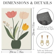 Arte de Parede em Tela Moderna 29x28cm - Moldura de Madeira com Design Floral Minimalista | Decoração Pronta para Pendurar - imagem 3