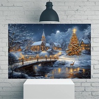 Arte de Parede Vintage Véspera de Natal 30x45cm - Tela Rústica Sem Moldura para Decoração de Casa e Escritório - imagem 1