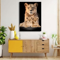 Quadro Decorativo Mãe Leoa com Filhotes 60x90cm - Tela Canvas Alta Resolução - imagem 3