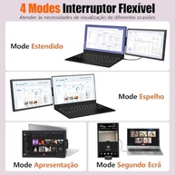 Anvazise Monitor Portátil,Extensor De Tela Para Notebook, 1080P, FHD Tela Portatil, Plug And Play, HDMI USB C para PC Mac Telefone Xbox Switch PS5 - imagem 4