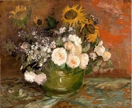 Tela Canvas Rosas e Girassóis de Van Gogh - Arte de Qualidade para Decoração - imagem 1