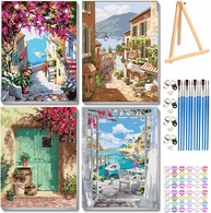 VIGEGU - Kit de Pintura por Números para Adultos | 4 Telas com Moldura + Cavalete de Madeira - imagem 1