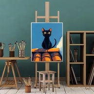 Natuyalo - Kit de Pintura por Números para Adultos | Gato no Telhado | Tela HD + Acessórios - imagem 3