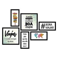 Conjunto de 6 Quadros Decorativos com Moldura - Tema Viagem e Frases Inspiradoras - imagem 2