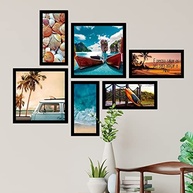 Conjunto com 6 Quadros Decorativos com Moldura - Tema Praia, Mar, Kombi e Coqueiro para Decoração de Casa de Praia - imagem 3