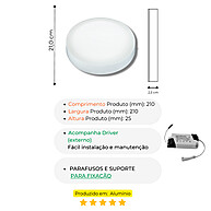 Kit 3 Painéis LED Redondos 18W Taschibra com 3 Temperaturas - imagem 1
