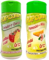 Temperos P/ Pipoca Popcorn Cx 12 Frascos. 6 Tomate e Queijo - 6 Parmesão e Alho - imagem 1