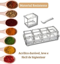 Organizador de Temperos Acrílico com 4 Potes - Tampa Hermética e Colher Inclusa - imagem 4