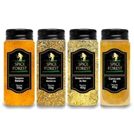 Coleção de Temperos: Kit de 4 Temperos: Baiano 50g, Barbecue 50g, Frutos do mar 40g e Curry 45g - Frasco de Vidro Spice Forest - imagem 1