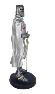 Cavaleiro Medieval Ordem dos Templários em Resina - Estátua Colecionável 23cm - imagem 4