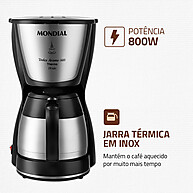 Cafeteira Elétrica Mondial Dolce Arome Thermo: 24 Xícaras e Café Quentinho por Mais Tempo - imagem 2