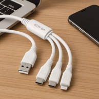 Cabo Carregador 65W 3 em 1 Inova: Carregue iPhone, Android e USB-C ao Mesmo Tempo - imagem 2