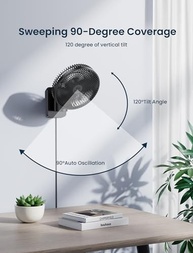 Ventilador de Parede Silencioso 21cm com Controle Remoto e Temporizador - Oscilação 4 Velocidades para Banheiro e Quarto - imagem 3