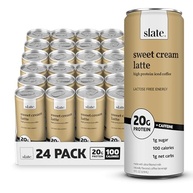 Slate Leite - Café Gelado Com Alto Teor De Proteína Latte Creme Doce 175 Mg Cafeína, Energia Sem Lactose 20 G Proteína, 1 Açúcar, 100 Calorias, Carboidratos Líquidos, Adição Açúcar 11 Fl Oz, 24 Lata - imagem 1