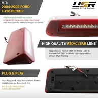 Terceira Luz de Freio LED para Ford F-150 2004-2008 - Vermelha/Lente Clara | USR - imagem 4