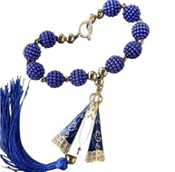 Adorno de Dezena do Terço para Retrovisor - Nossa Senhora Aparecida com Pérolas Azuis Craqueladas - imagem 3