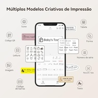D110 Etiquetadora, Mini Impressora Térmica Bluetooth Portátil, Rotuladora de Etiquetas Adesivas para Casa, Escritório, Cozinha e Escola, com Etiquetas de 12*40mm - 160pcs/Rolo (Meia Polegada), Branca - imagem 3