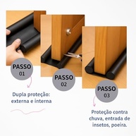 Veda Porta Duplo Anti-Insetos e Poeira - Kit 2 Protetores 80cm - Isolamento Térmico/Acústico - Preto - imagem 4
