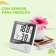 Termo Higrômetro Digital com Sensor - Monitoramento de Temperatura e Umidade Interno e Externo - imagem 4