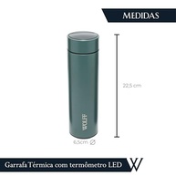 Garrafa Térmica com Termômetro LED 500ml - Aço Inox Wolff Verde - imagem 3