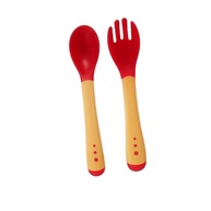 Kit Colher Garfo Silicone Termossensível para Bebês - Segurança e Conforto na Introdução Alimentar (Vermelho) - imagem 1