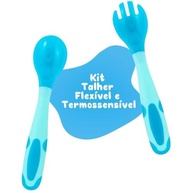 Kit Talheres Bebê Flexível Termossensível com Garfo e Colher - Segurança e Conforto nas Refeições Infantil - imagem 3