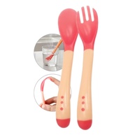 Jogo Colher e Garfo Infantil Termossensível - Talheres de Silicone que Mudam de Cor com a Temperatura, Segurança na Introdução Alimentar - imagem 1