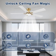 Ventilador de Teto Inteligente 132cm com Controle Wi-Fi, LED Regulável e Compatibilidade Alexa - imagem 3