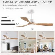 Ventilador de Teto 132cm com Luz e Controle Remoto - 3 Lâminas de Madeira Maciça - imagem 4