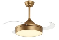 Ventilador de Teto Retrátil com LED e Pás Transparentes Dourado - Moderno e Silencioso - imagem 2
