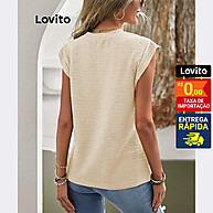 Lovito Camiseta Feminina Casual com Tecido Texturizado - imagem 2
