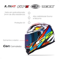 Viseira Camaleão 2mm para Capacete LS2 FF358/FF396, Helt Strada, Texx Action, GT'S FW3 - Moto Visão - imagem 3