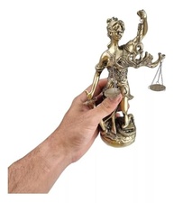 Estátua Decorativa Dama da Justiça Themis em Bronze Dourado - 30cm - Símbolo de Equidade e Autoridade - imagem 5