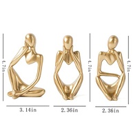 FJS Estátuas Gold Thinker - Conjunto de 3 Esculturas Douradas para Decoração Moderna de Mesa - imagem 4