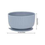 Tigela para Bebê com Base de Sucção - Silicone Seguro Anti-Derramamento Multifuncional para Refeições sem Bagunça (Cinza Azul) - imagem 4