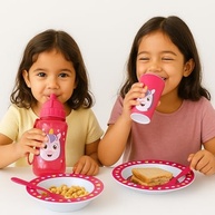 Kit Introdução Alimentar Unicórnio 4 Peças - Prato, Tigela, Copo e Garrafa para Crianças - imagem 3