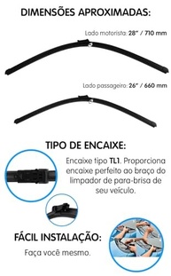 Limpador Para-Brisa Dianteiro Tiger Auto Específico Peugeot 3008, 308, 408, 508 (2012-2021) - 28/26 Polegadas - imagem 4