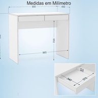 Escrivaninha Tijuca com 2 Gavetas Castanho Politorno - Design Elegante e Funcional para Home Office - imagem 4