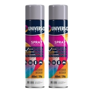 Tinta Spray 400ml Cinza Uso Geral em Aço Ferro Couro Gesso Cerâmica | Universo | Kit 02 un - imagem 1