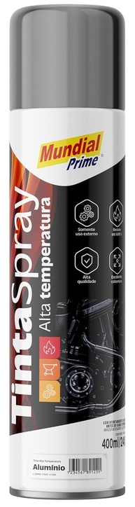 Tinta Spray Alta Temperatura Mundial Prime Alumínio 400ml - Resistência Extrema! - imagem 1