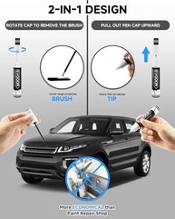 Tinta de retoque Santorini preta (820/1AG/PAB) compatível com Land Rover Exact Match 2 em 1 tinta de retoque para reparo de lascas e cortes com 2 microaplicadores descartáveis - imagem 3